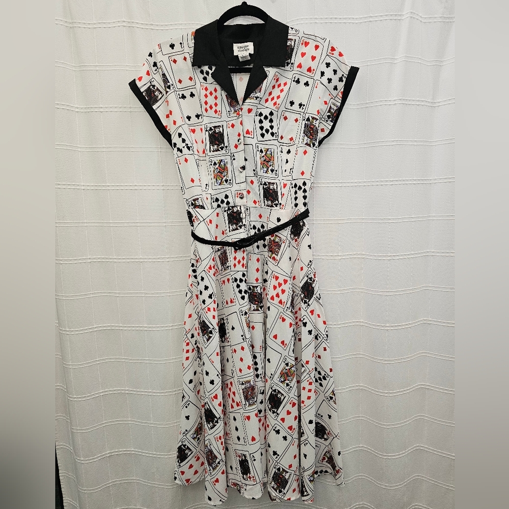 SOLD | Unique Vintage Black and White Playing Card Midi Dress